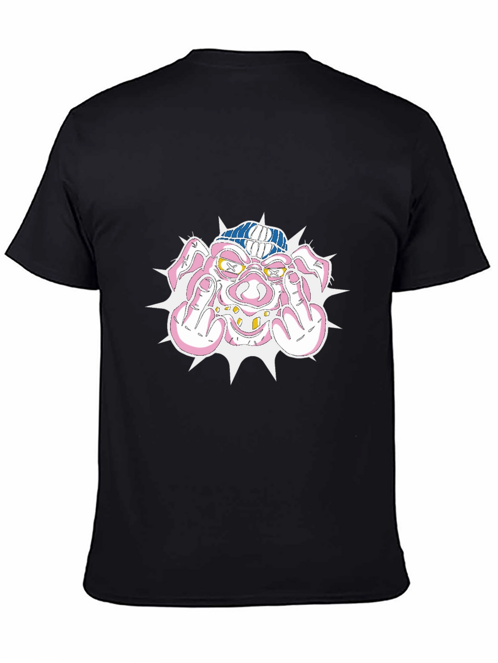 Pig Middle Finger Graphic Black T-Shirt