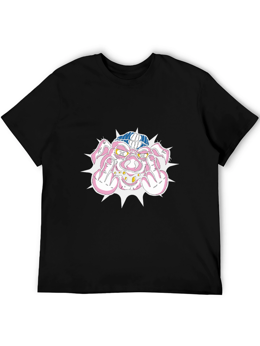 Pig Middle Finger Graphic Black T-Shirt