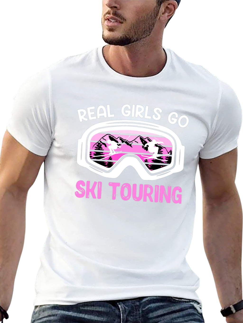 Real Girls Ski Touring Black Graphic T-Shirt
