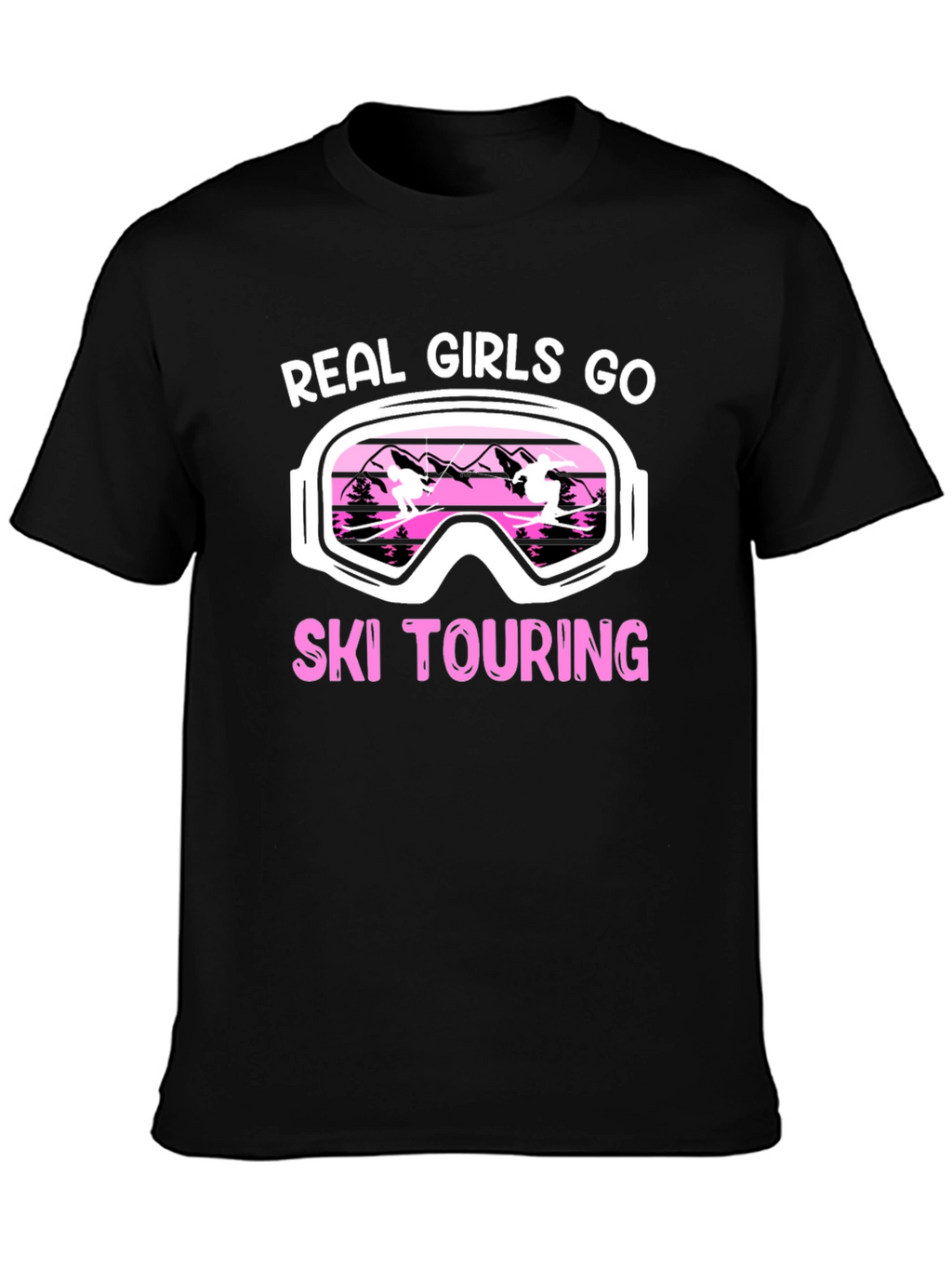 Real Girls Ski Touring Black Graphic T-Shirt