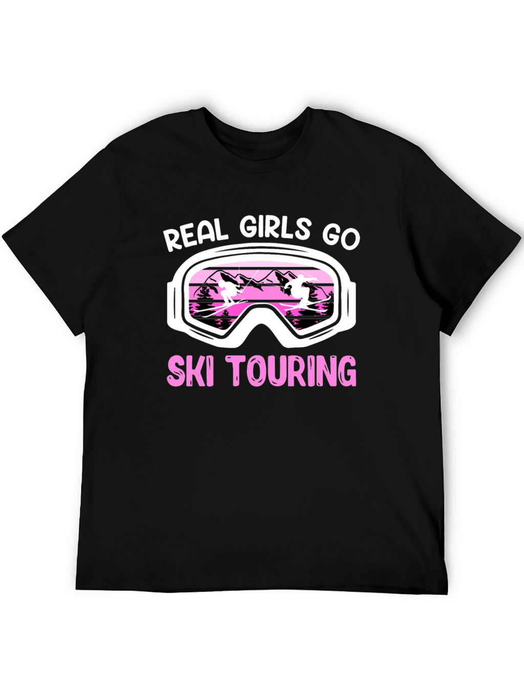 Real Girls Ski Touring Black Graphic T-Shirt