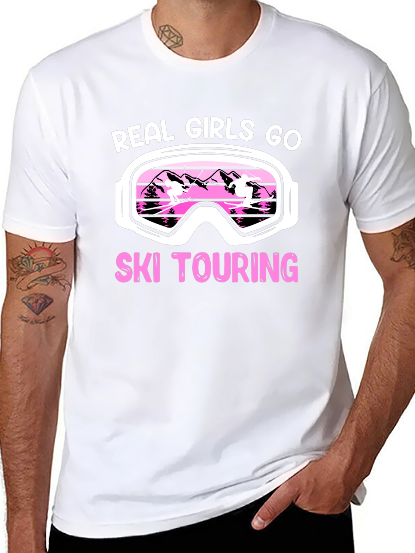 Real Girls Ski Touring Black Graphic T-Shirt