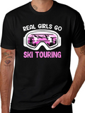 Real Girls Ski Touring Black Graphic T-Shirt