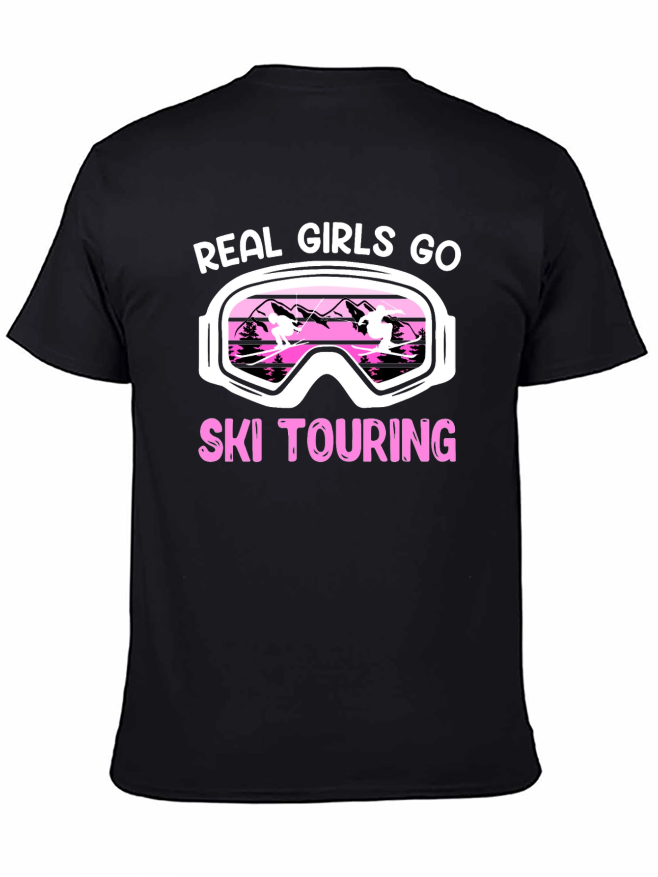 Real Girls Ski Touring Black Graphic T-Shirt