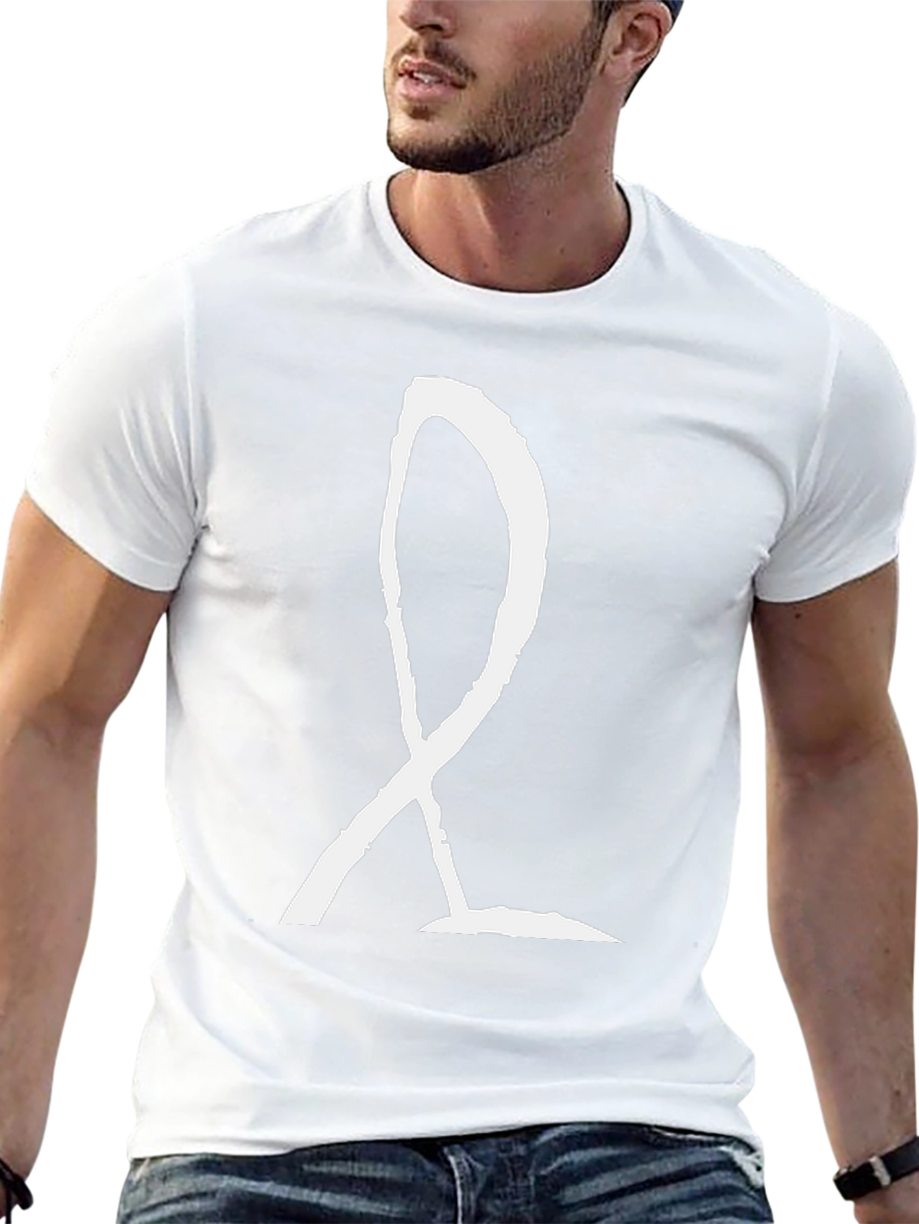 Black T-Shirt with White Symbol Graphic