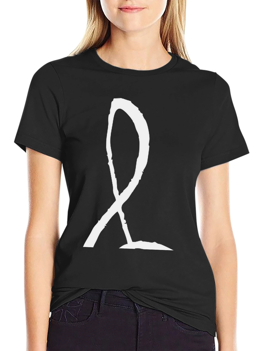 Black T-Shirt with White Symbol Graphic