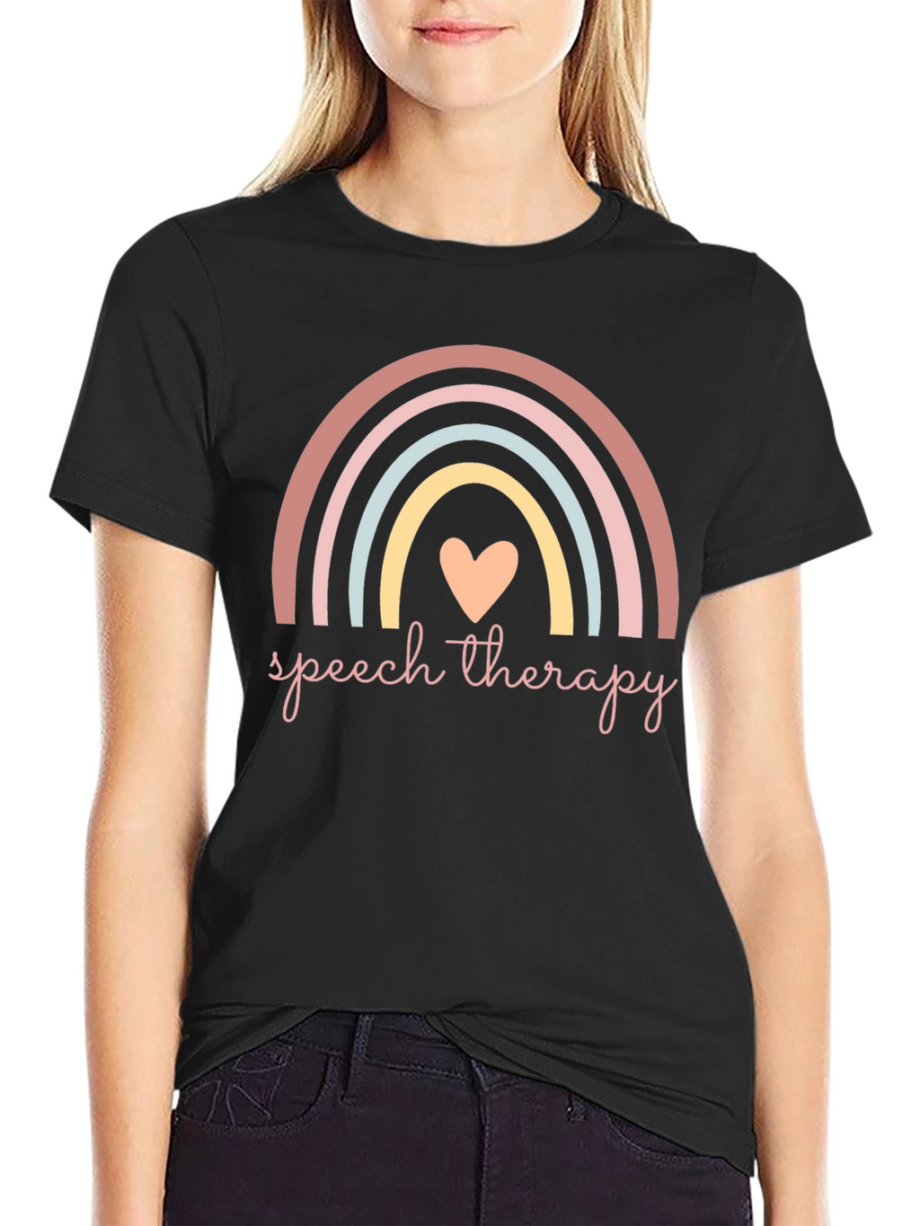 Speech Therapy Rainbow Heart Graphic Tee