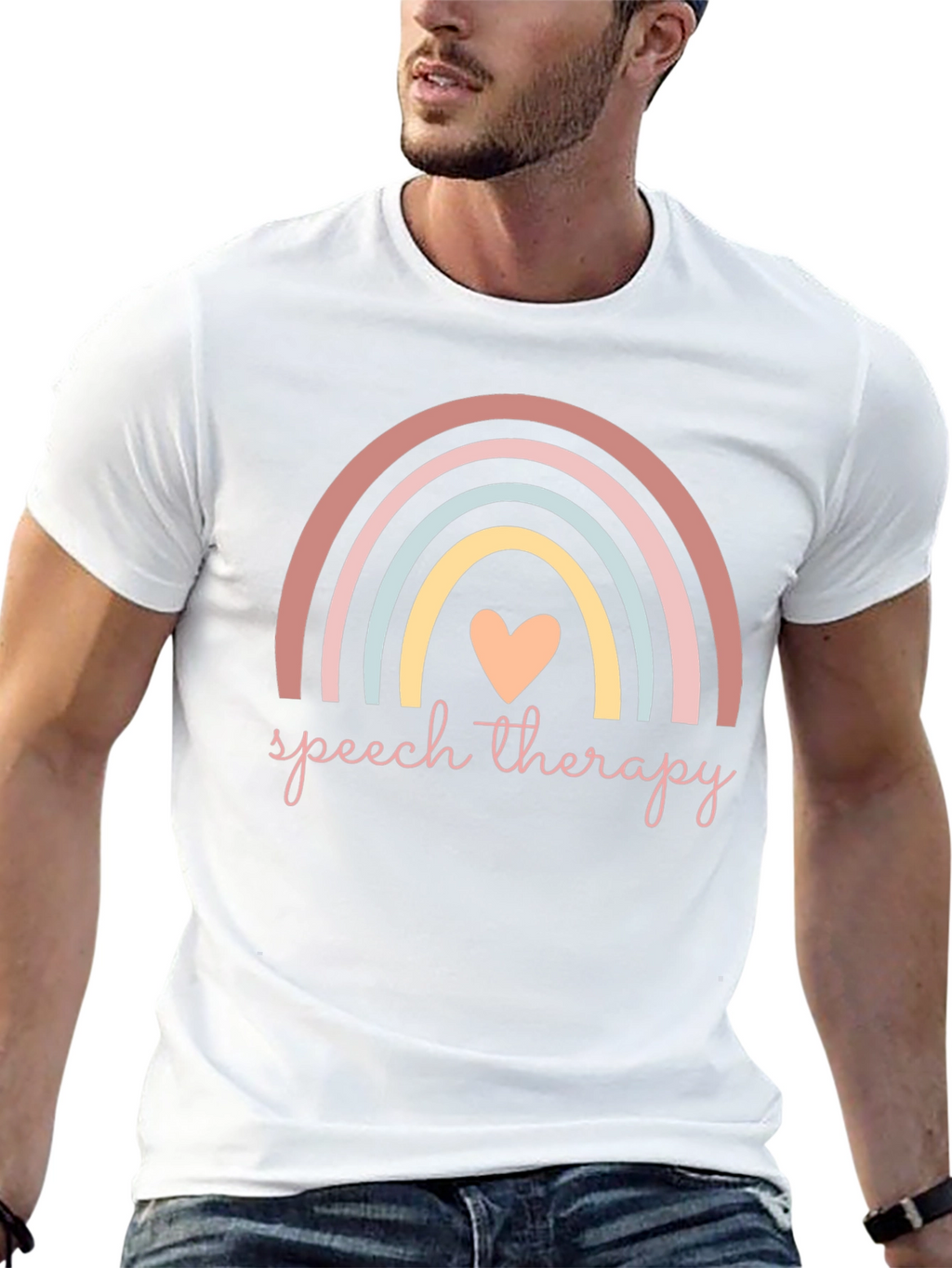 Speech Therapy Rainbow Heart Graphic Tee