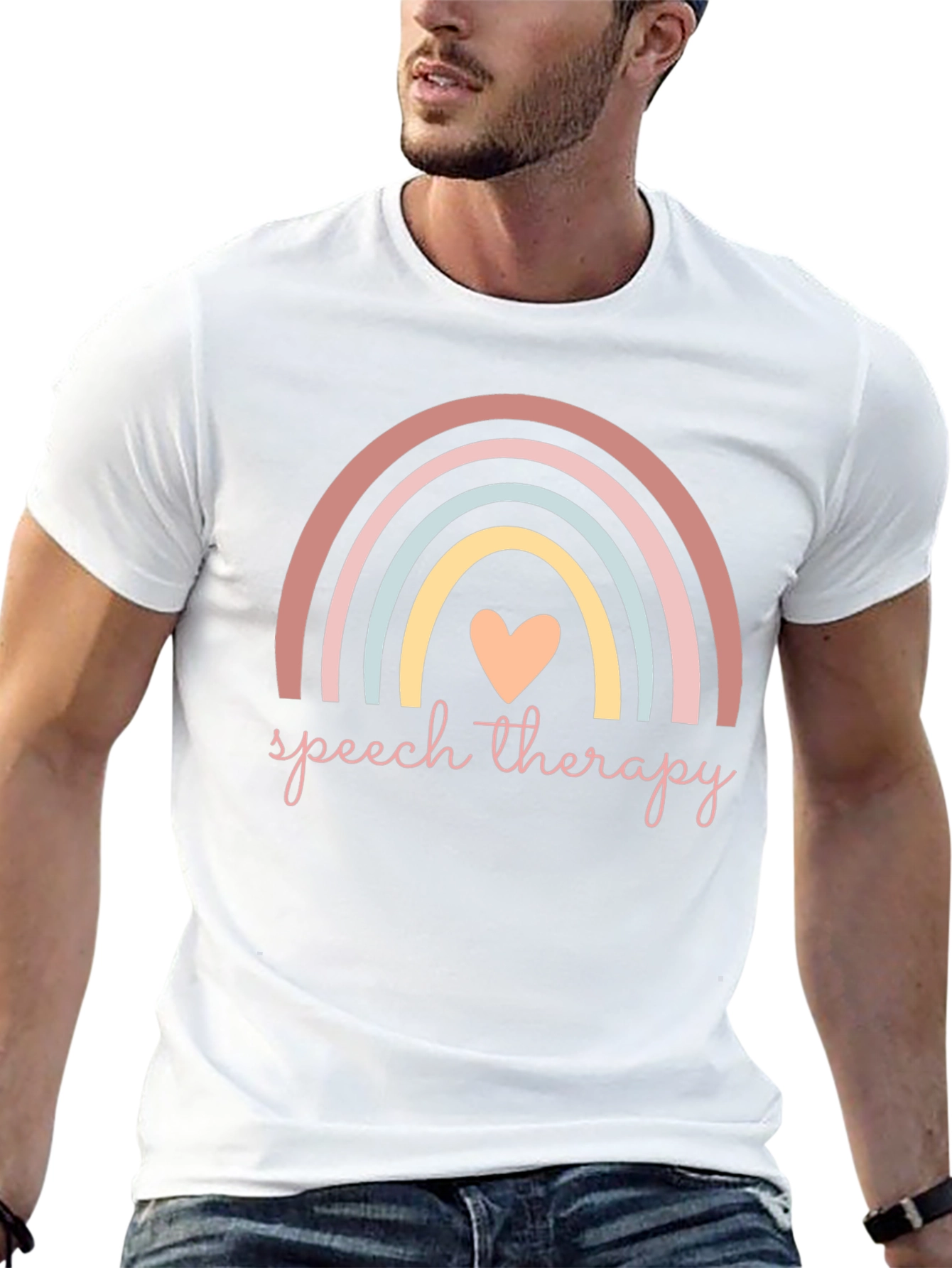 Speech Therapy Rainbow Heart Graphic Tee