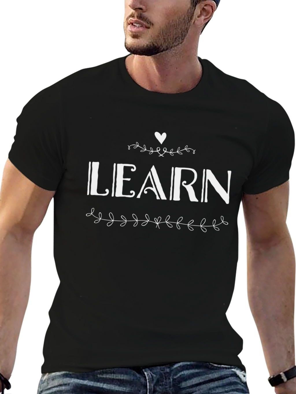 Learn Graphic Tee - Stylish Black T-Shirt