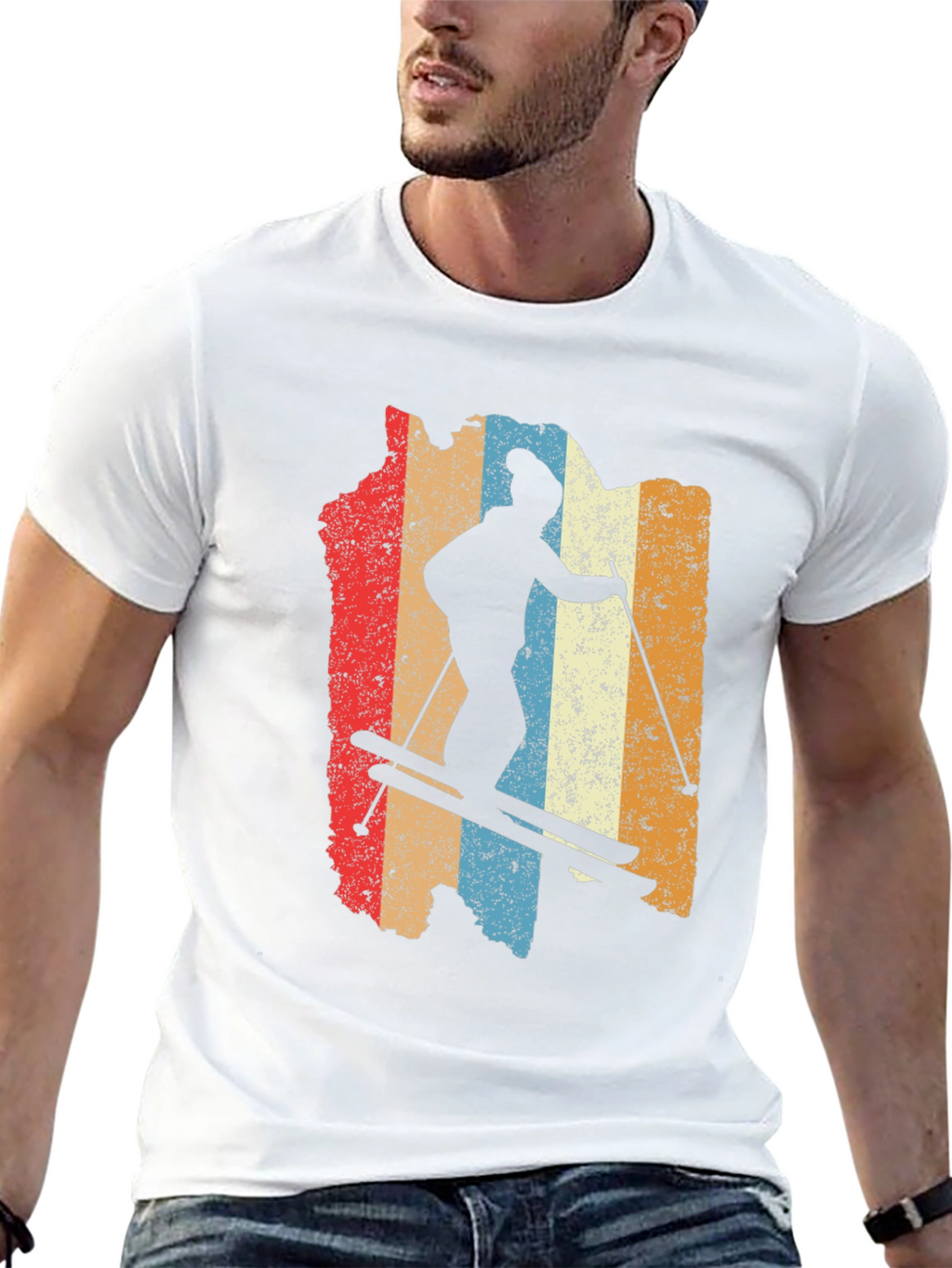 Retro Ski Silhouette Graphic Tee - Black