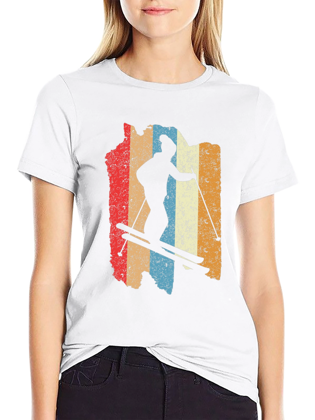 Retro Ski Silhouette Graphic Tee - Black