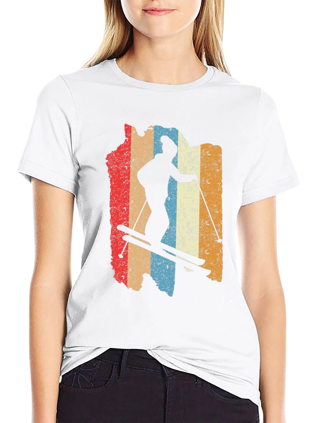 Retro Ski Silhouette Graphic Tee - Black