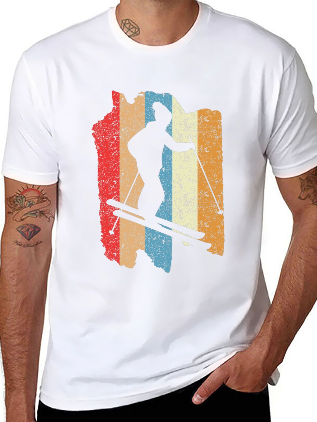 Retro Ski Silhouette Graphic Tee - Black