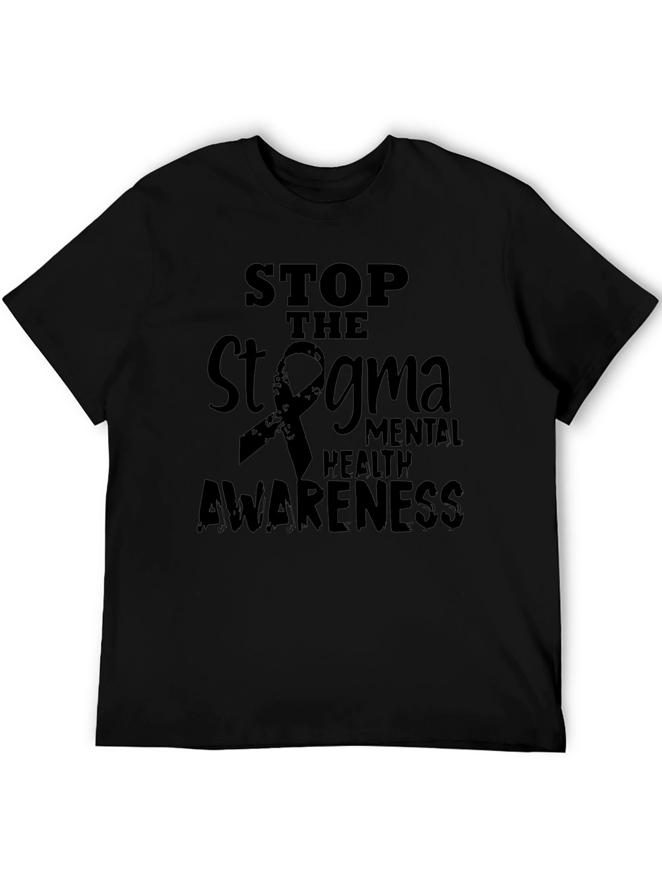 Stop the Stigma Mental Health Awareness Black T-Shirt