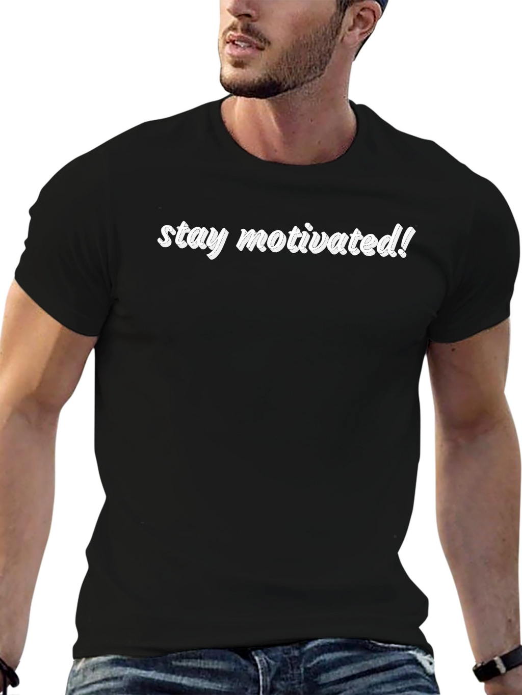 Stay Motivated! Black Graphic Tee