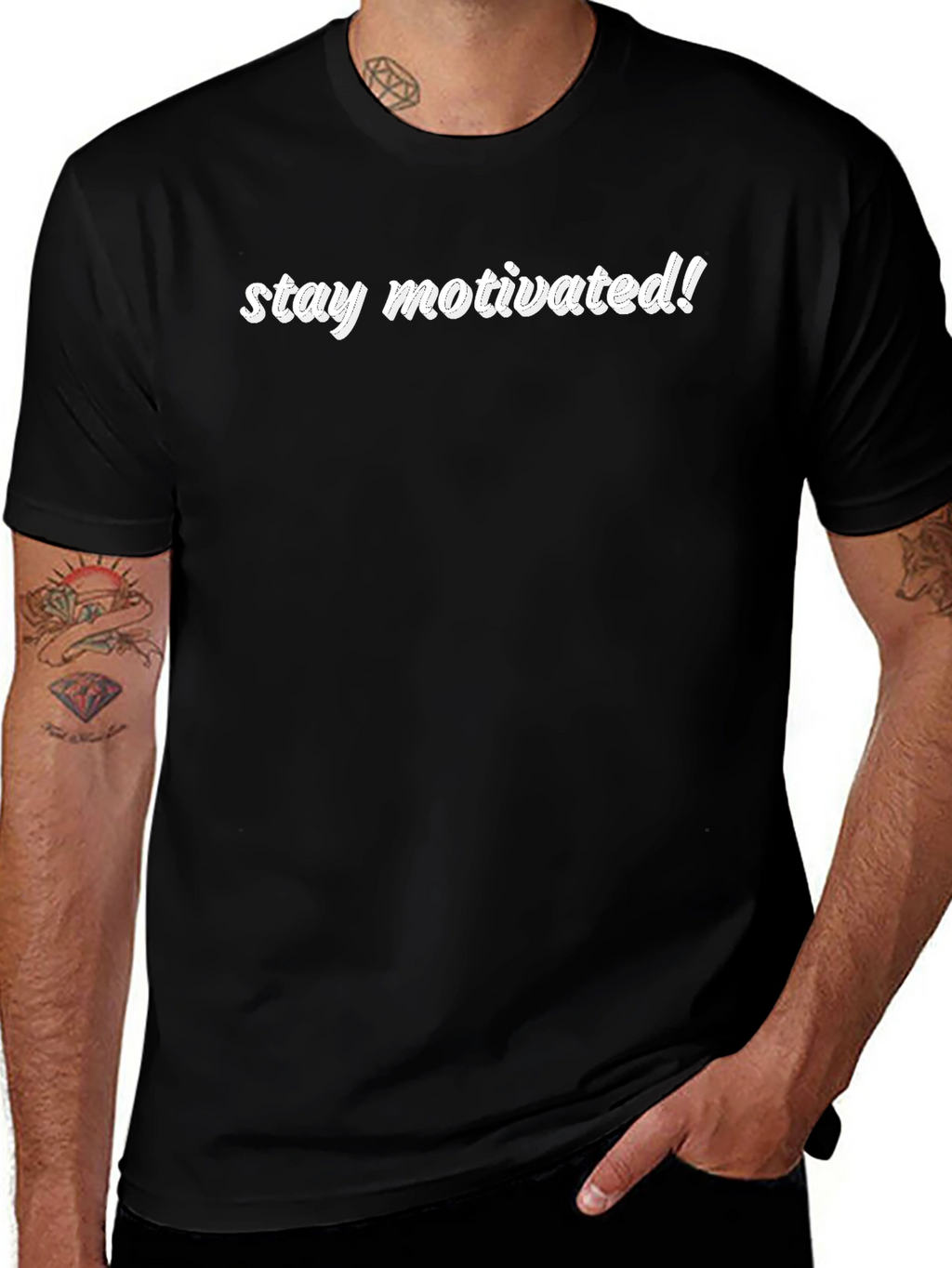 Stay Motivated! Black Graphic Tee