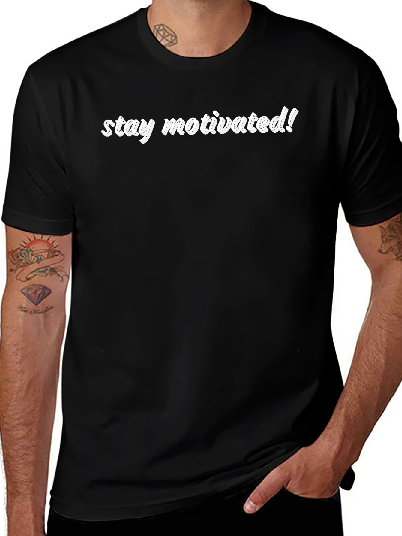 Stay Motivated! Black Graphic Tee