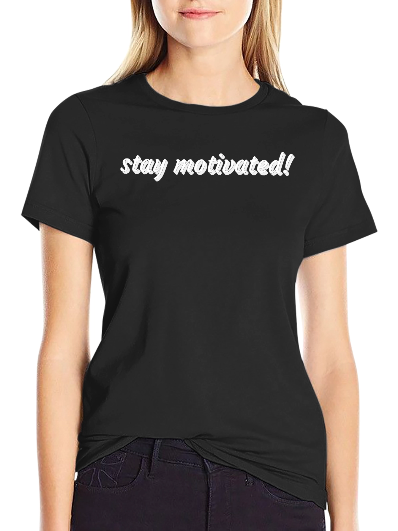 Stay Motivated! Black Graphic Tee