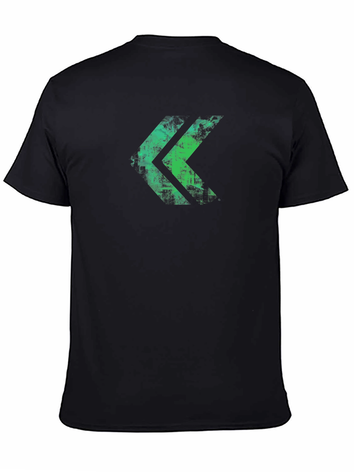 Distressed Green Chevron Graphic Black T-Shirt