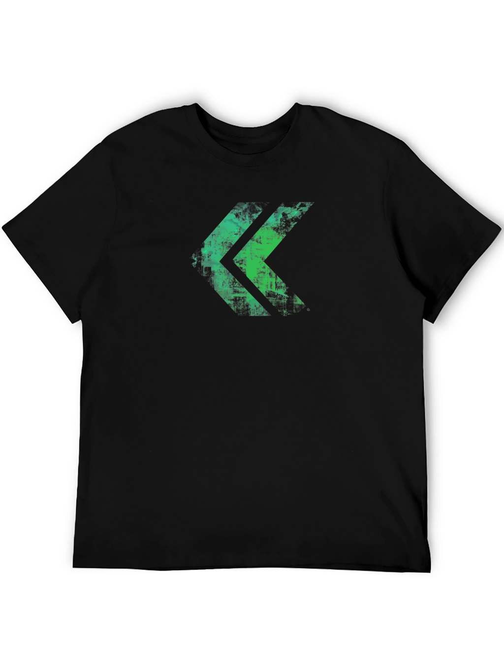 Distressed Green Chevron Graphic Black T-Shirt