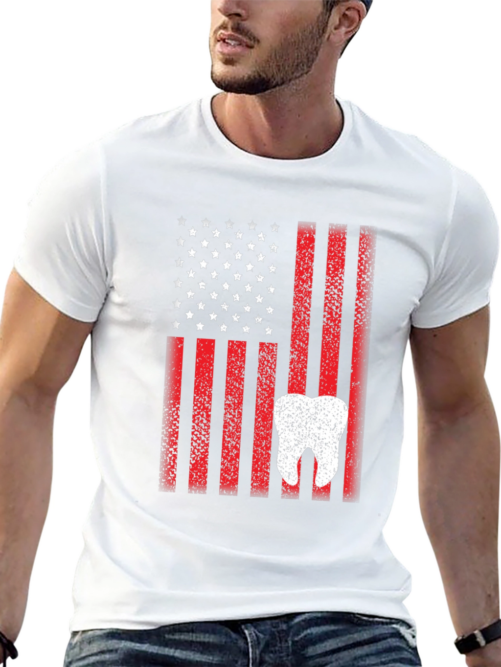 American Flag Tooth Graphic T-Shirt