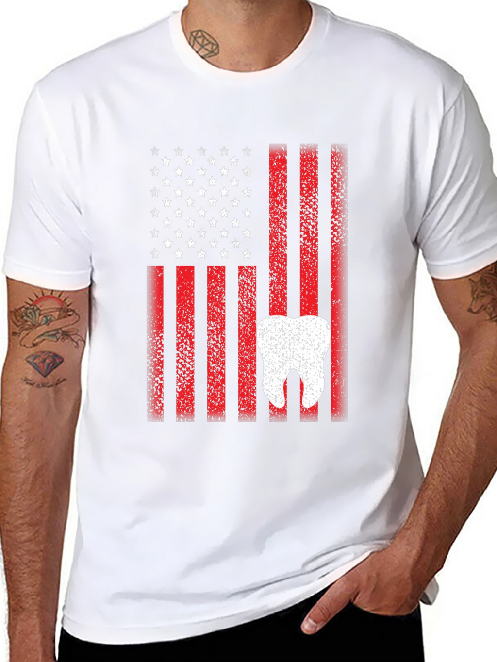 American Flag Tooth Graphic T-Shirt