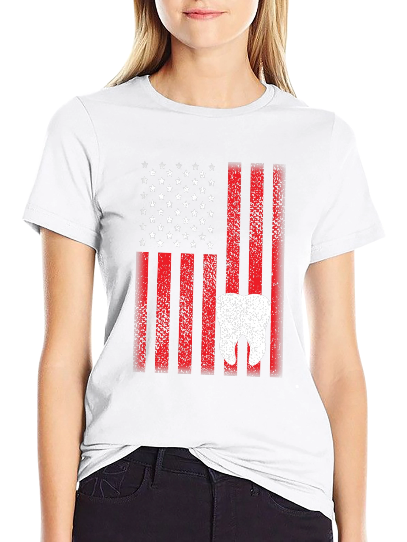 American Flag Tooth Graphic T-Shirt