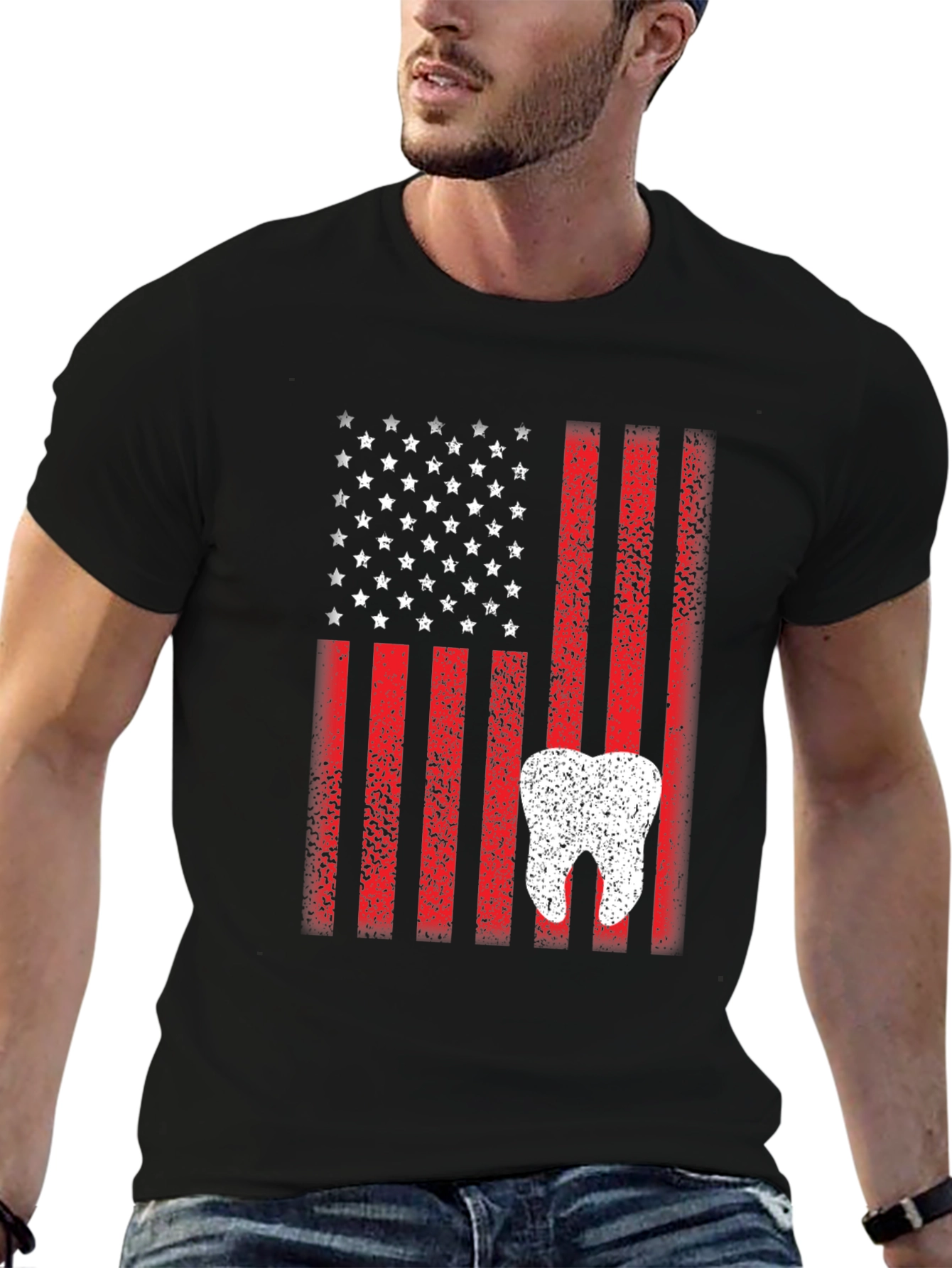 American Flag Tooth Graphic T-Shirt