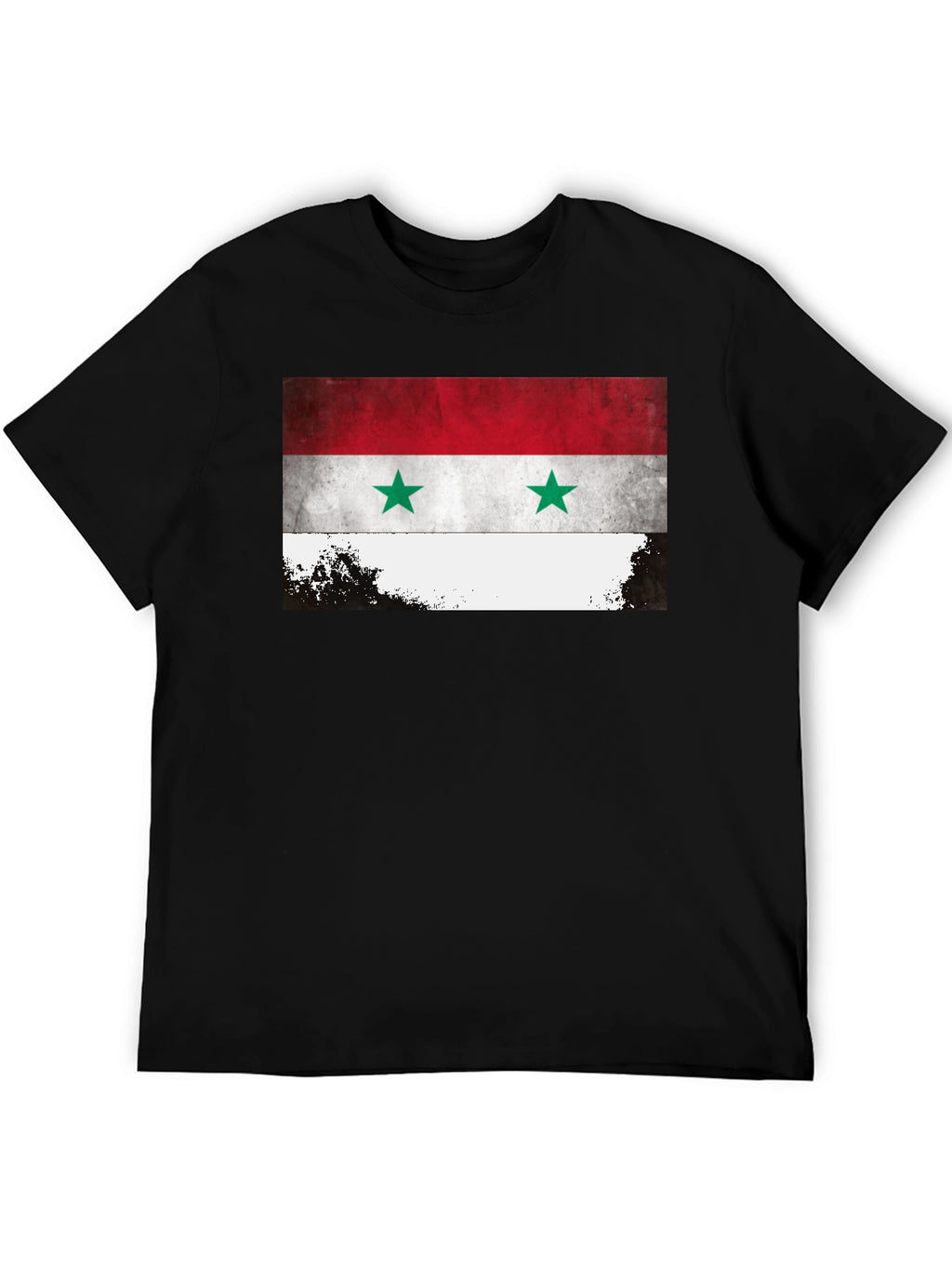 Syria Flag Graphic Tee - Black Crew Neck T-Shirt