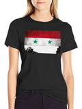 Syria Flag Graphic Tee - Black Crew Neck T-Shirt