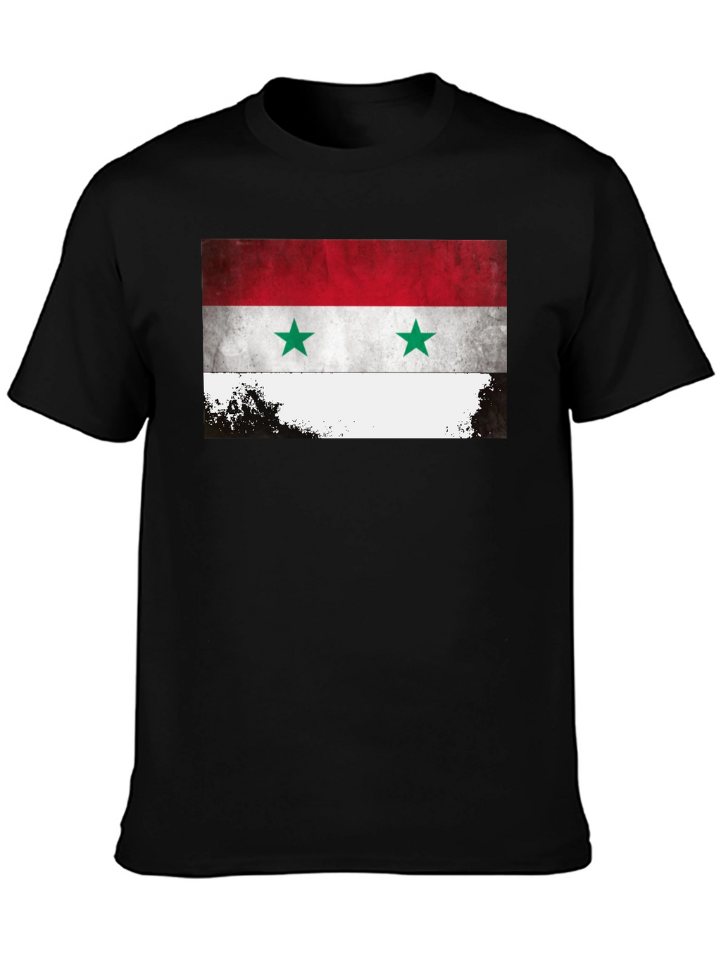 Syria Flag Graphic Tee - Black Crew Neck T-Shirt