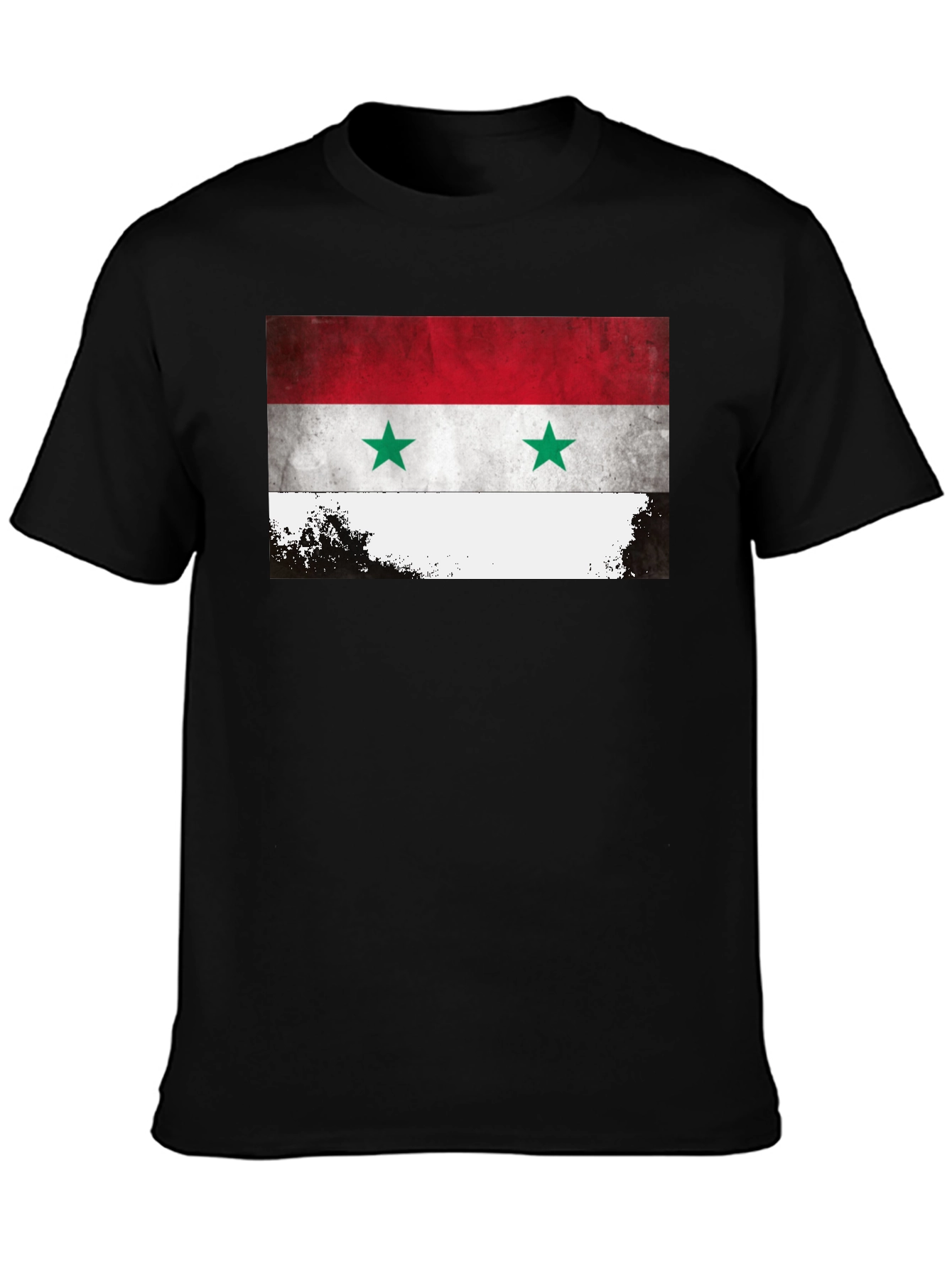 Syria Flag Graphic Tee - Black Crew Neck T-Shirt