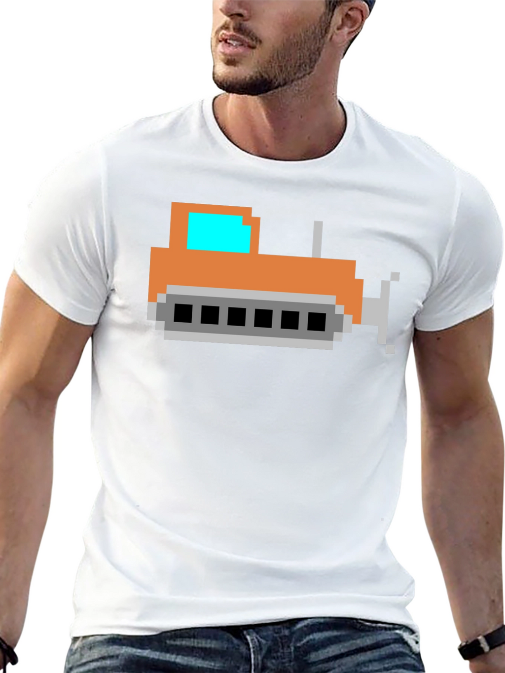Pixel Bulldozer T-Shirt - Black Cotton Tee