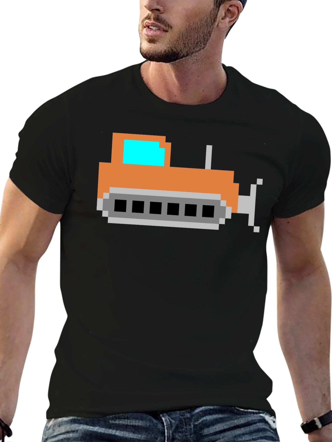 Pixel Bulldozer T-Shirt - Black Cotton Tee