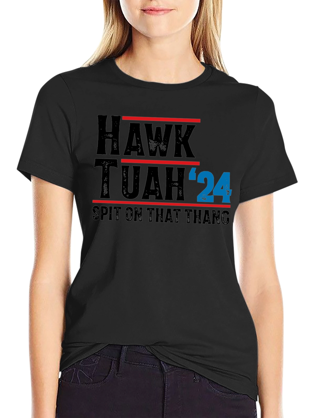 Hawk Tuah 24 Black Graphic T-Shirt