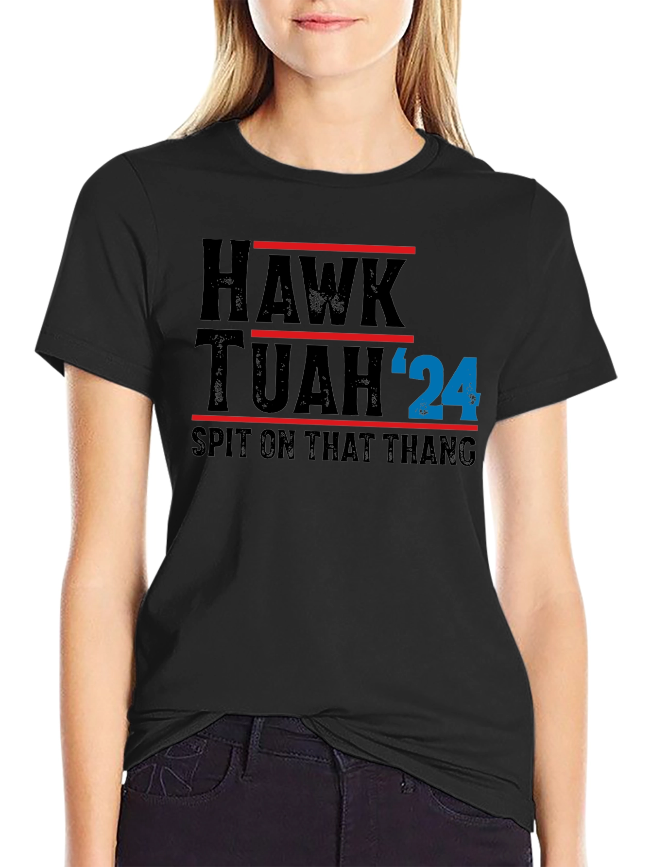 Hawk Tuah 24 Black Graphic T-Shirt