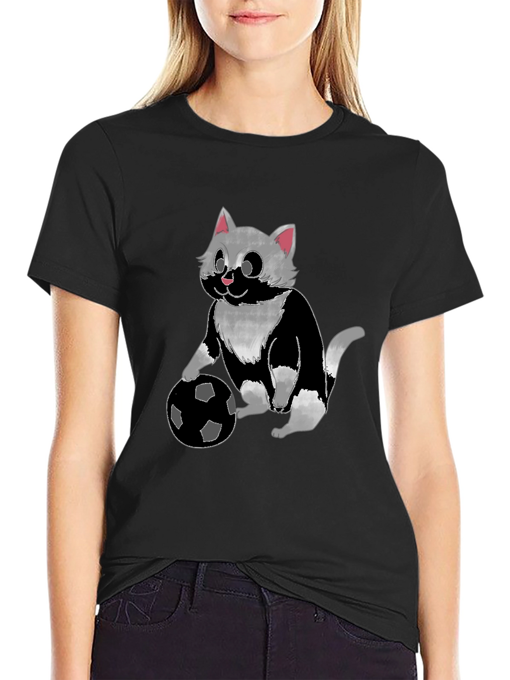 Cat Playing Soccer T-Shirt - Unisex