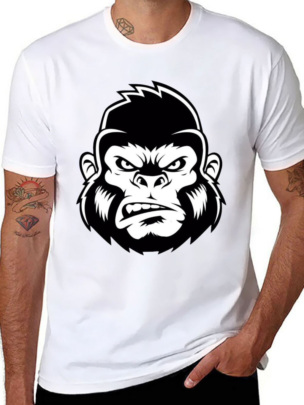 Mens Black Gorilla Graphic Tee
