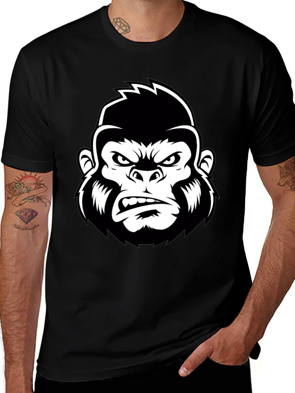 Mens Black Gorilla Graphic Tee