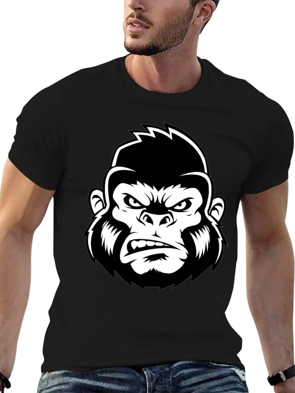 Mens Black Gorilla Graphic Tee