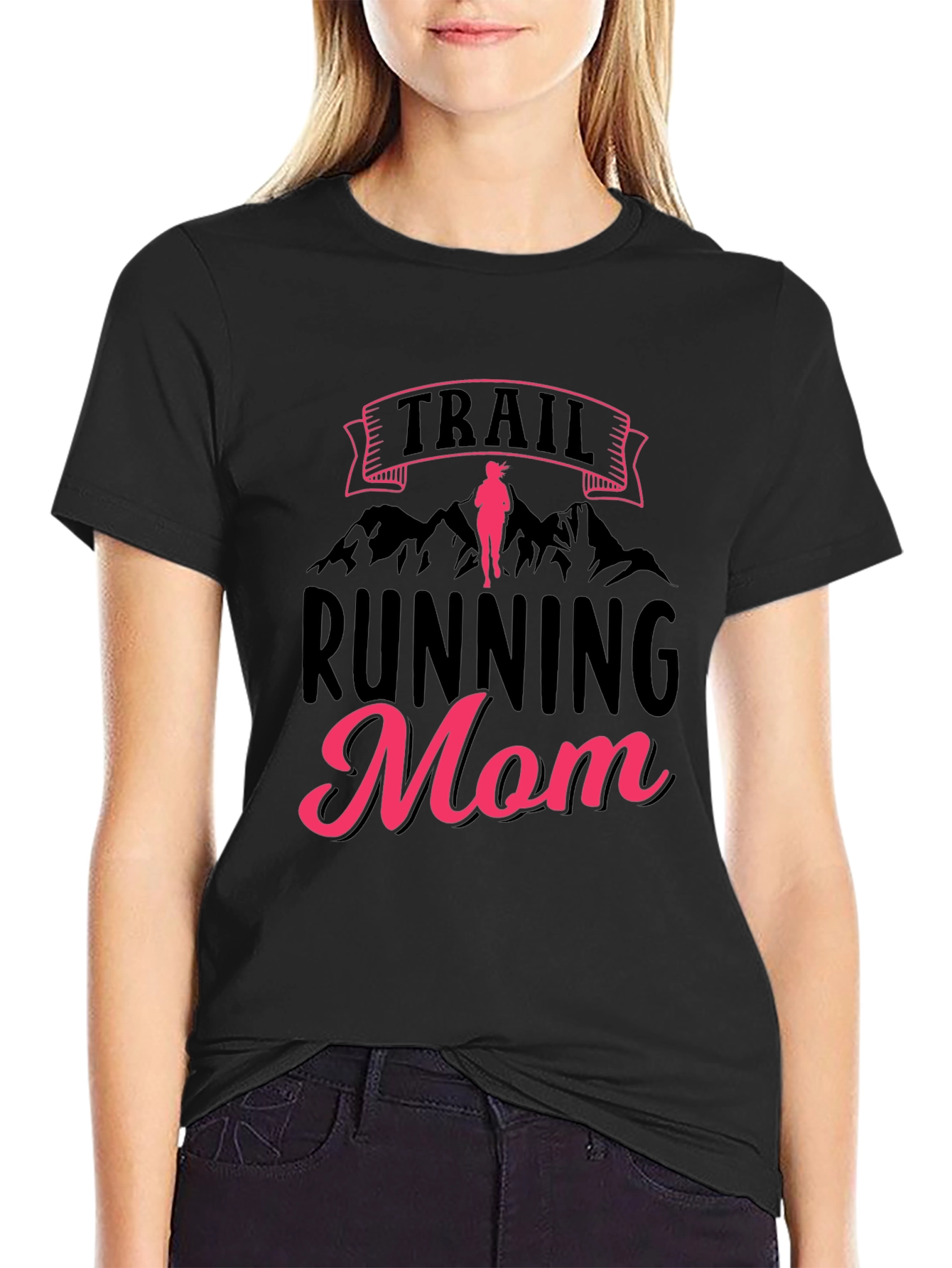 Trail Running Mom Graphic Tee - Black