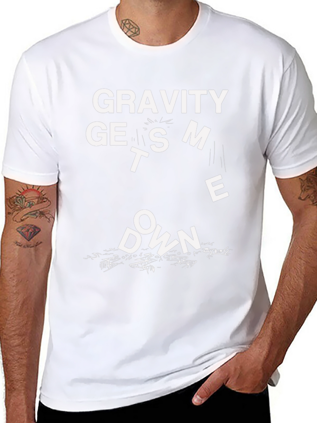 Gravity Gets Me Down Black T-Shirt Funny Graphic Tee