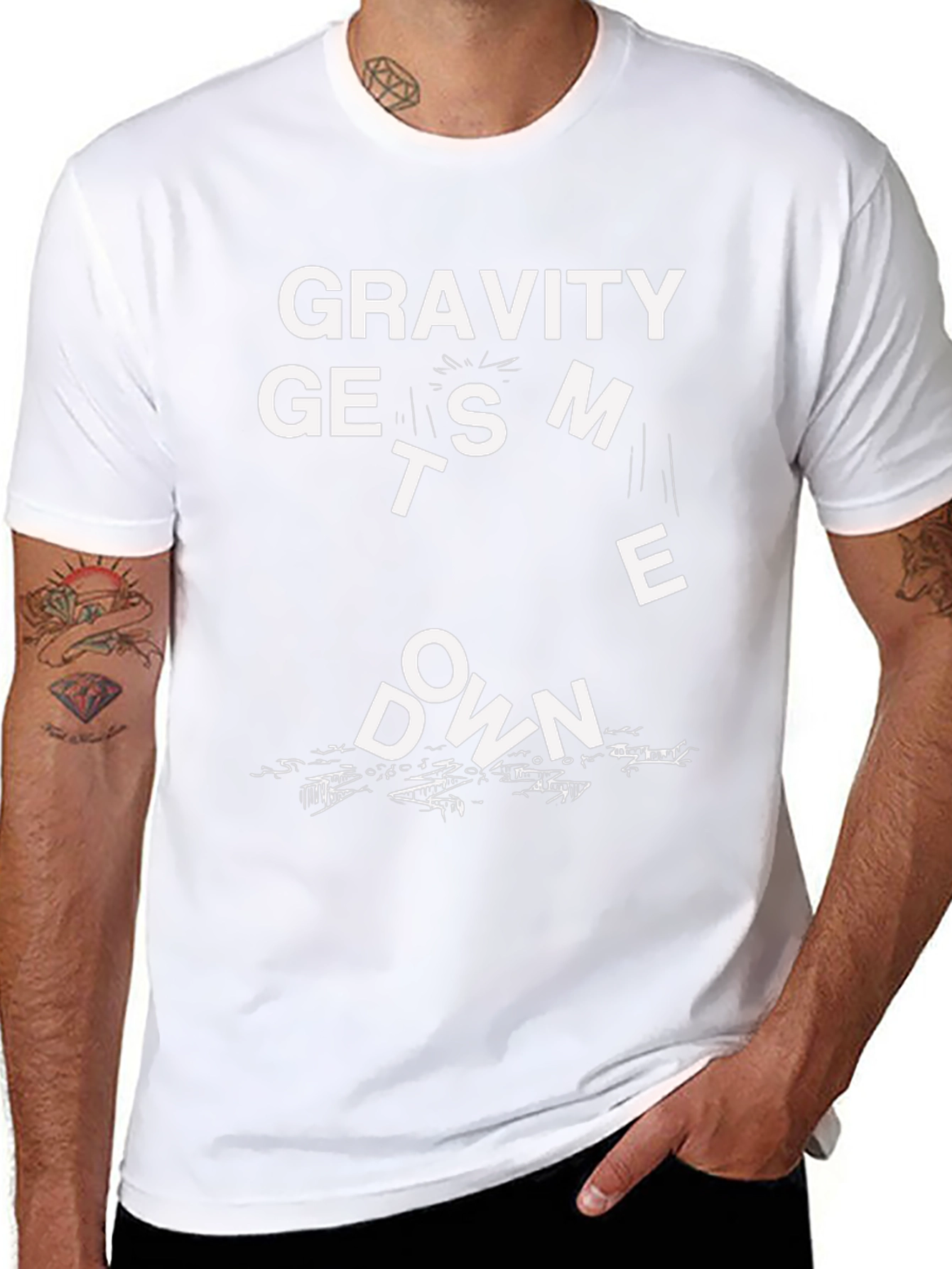 Gravity Gets Me Down Black T-Shirt Funny Graphic Tee
