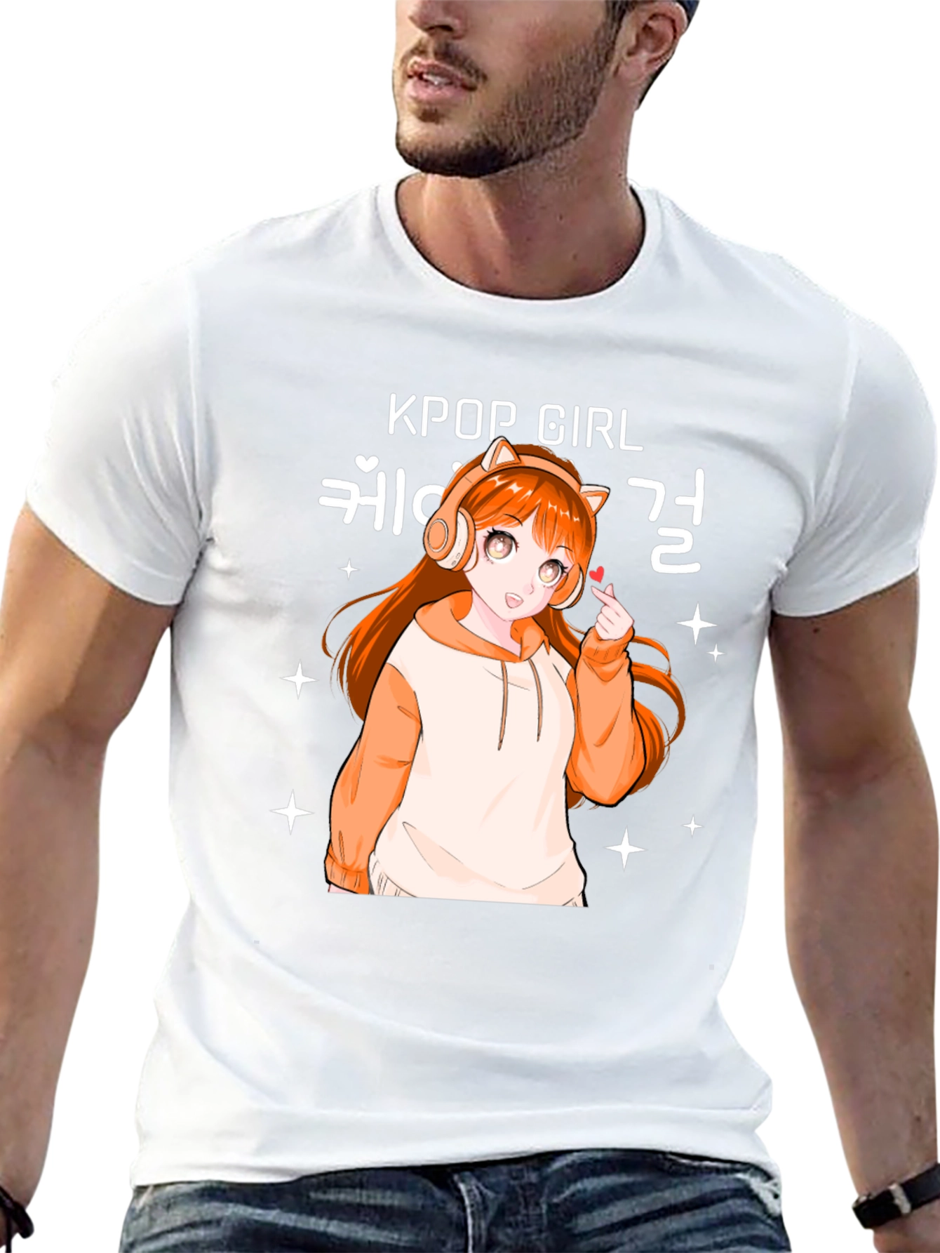 Kpop Girl Anime Graphic Black T-Shirt