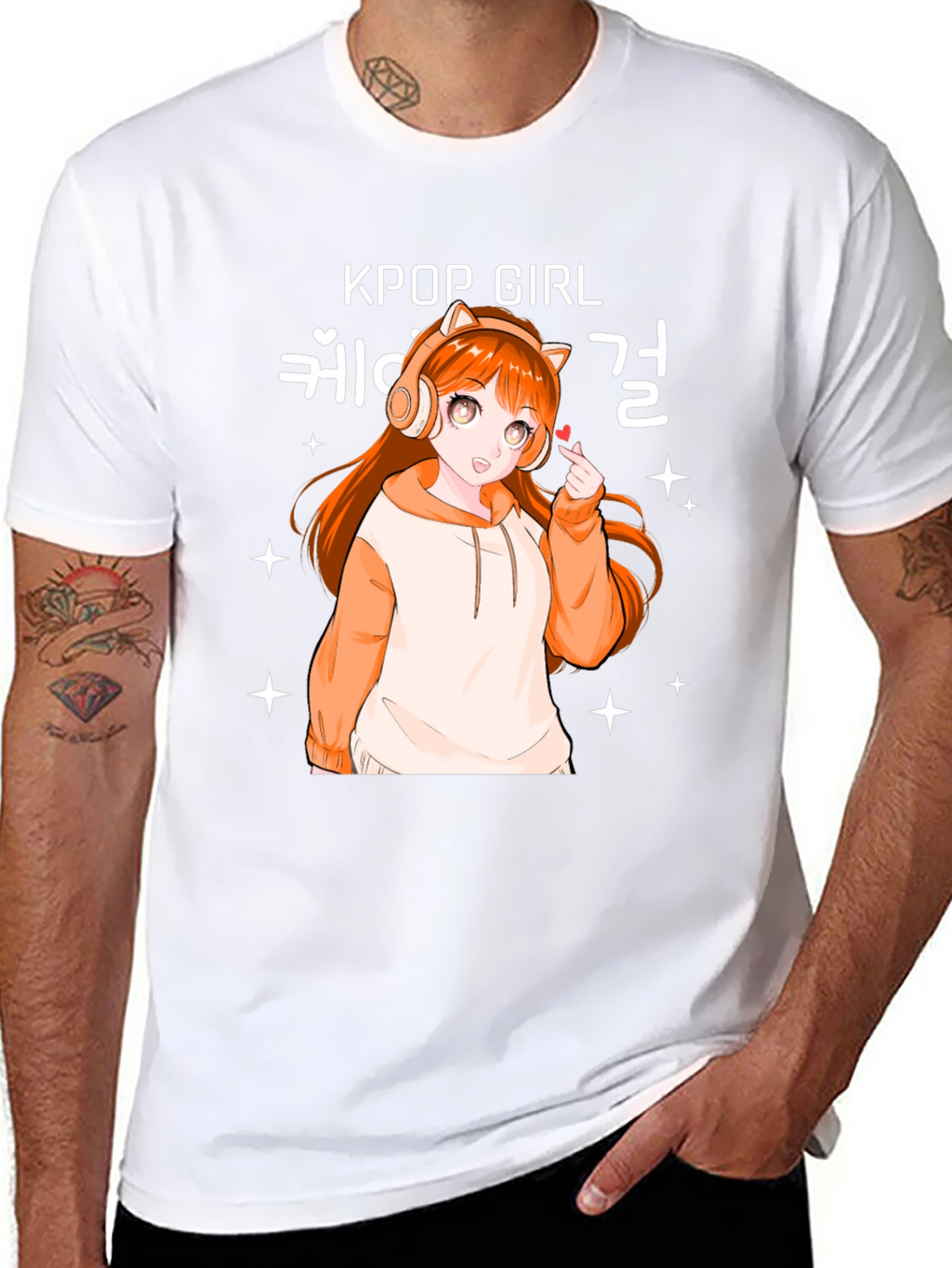 Kpop Girl Anime Graphic Black T-Shirt