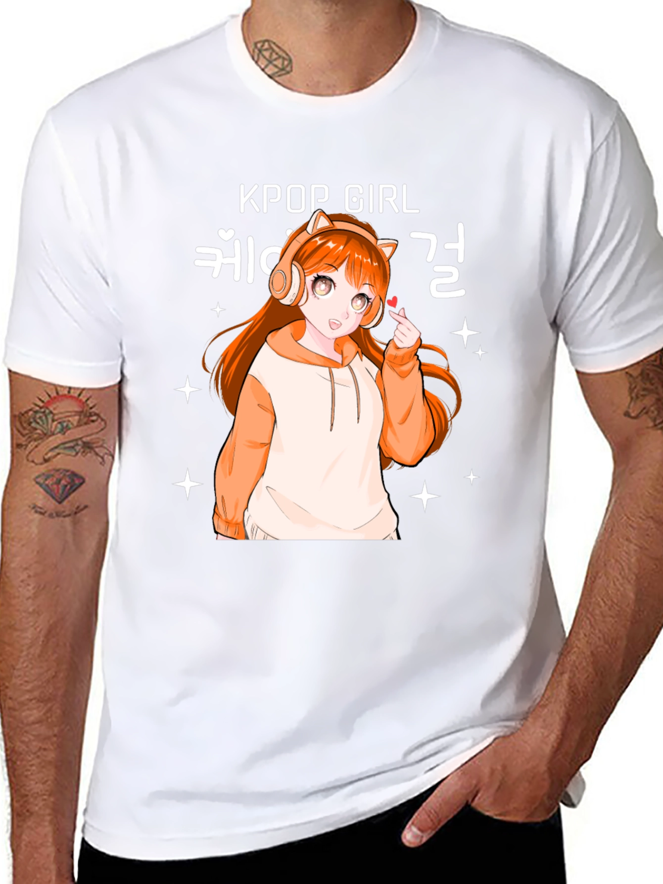 Kpop Girl Anime Graphic Black T-Shirt