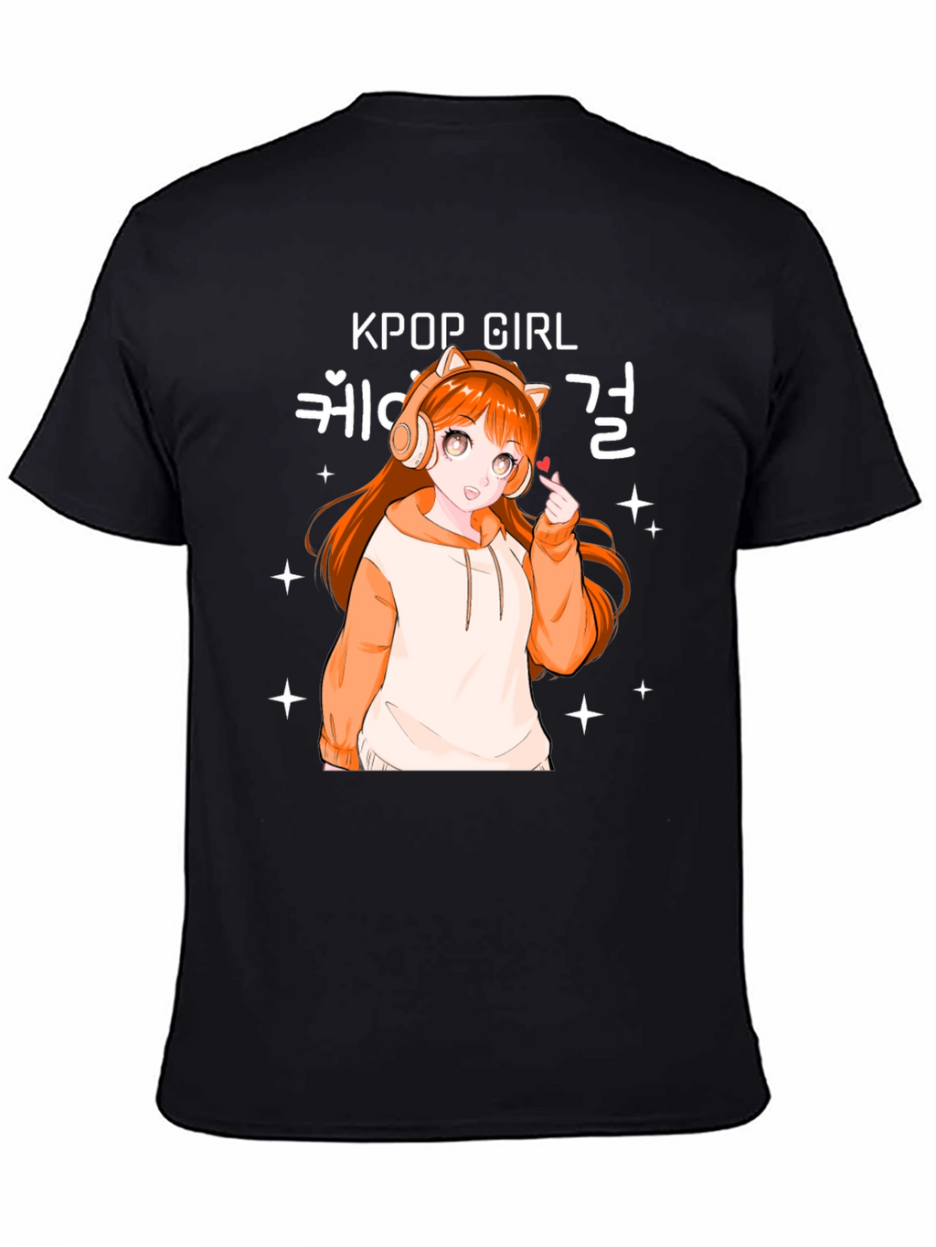 Kpop Girl Anime Graphic Black T-Shirt