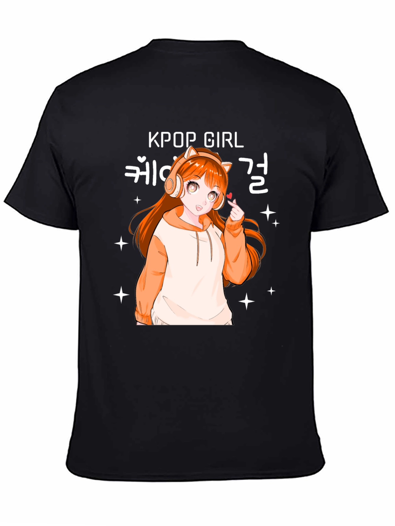 Kpop Girl Anime Graphic Black T-Shirt
