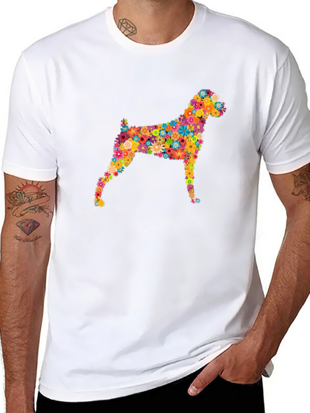 Floral Dog T-Shirt – Colorful Dog Lover Graphic Tee